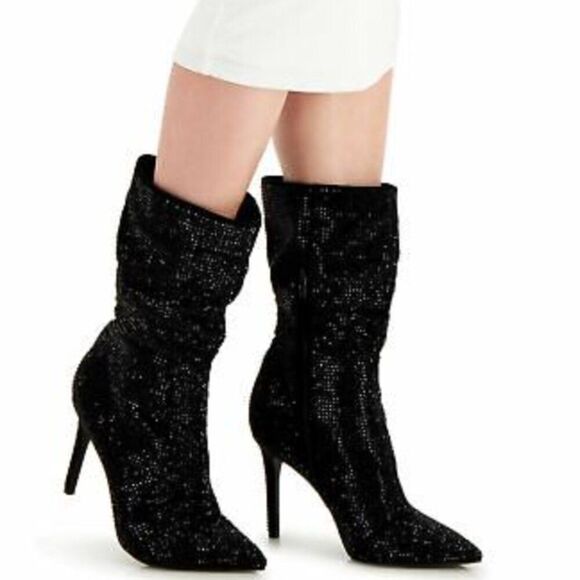 Thalia Sodi Womens Raquell Pointed Toe Rhinestones Mid-Calf Boots (WIDE) - Picture 1 of 6